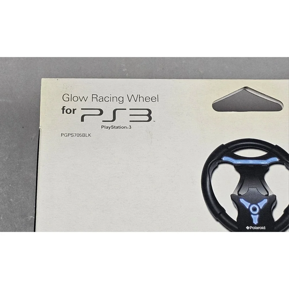 Polaroid PS3 Glow Racing Wheel with black LED Lights Driving Video‎ Games NOB